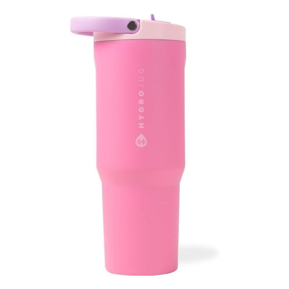HydroJug Sport - Stainless Steel Tumbler with Straw, Vacuum Insulated, 32oz Leakproof Water Bottle, Ergonomic Design, Reusable, Dishwasher Safe, Rubber Base, Durable for Gym or Outdoors, Pink Sugar