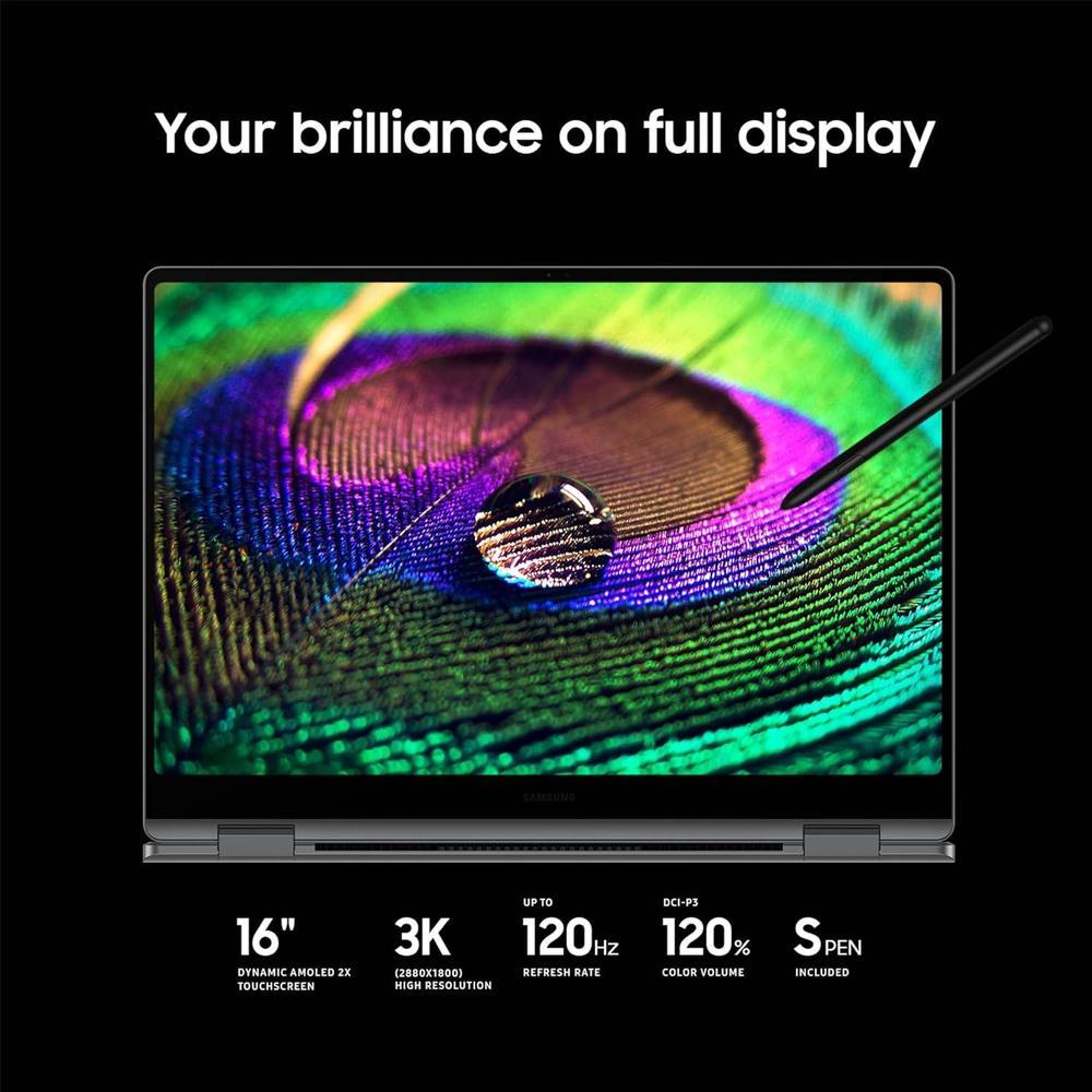 Samsung Galaxy Book5 Pro 360 Copilot+ PC, computadora AI con procesador Intel Core 7 Ultra, pantalla táctil 3K AMOLED, S Pen, 120Hz, Dolby Atmos