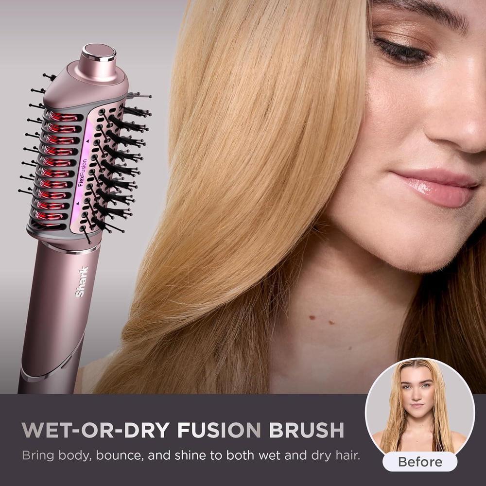 Shark FlexFusion: Plancha de pelo y potente secador con cepillo Fusion, estilo de aire cerámico y rizadores automáticos