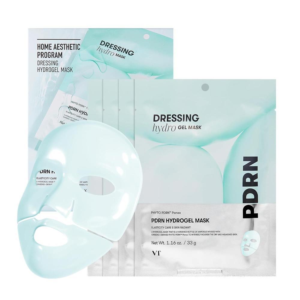 VT COSMETICS Máscara de hidrogel PDRN (33gx4ea), mascarilla nutritiva intensiva y rejuvenecedora durante la noche, reparación de la piel, refuerzo de elasticidad, hidratación y relleno, cuidado de la
