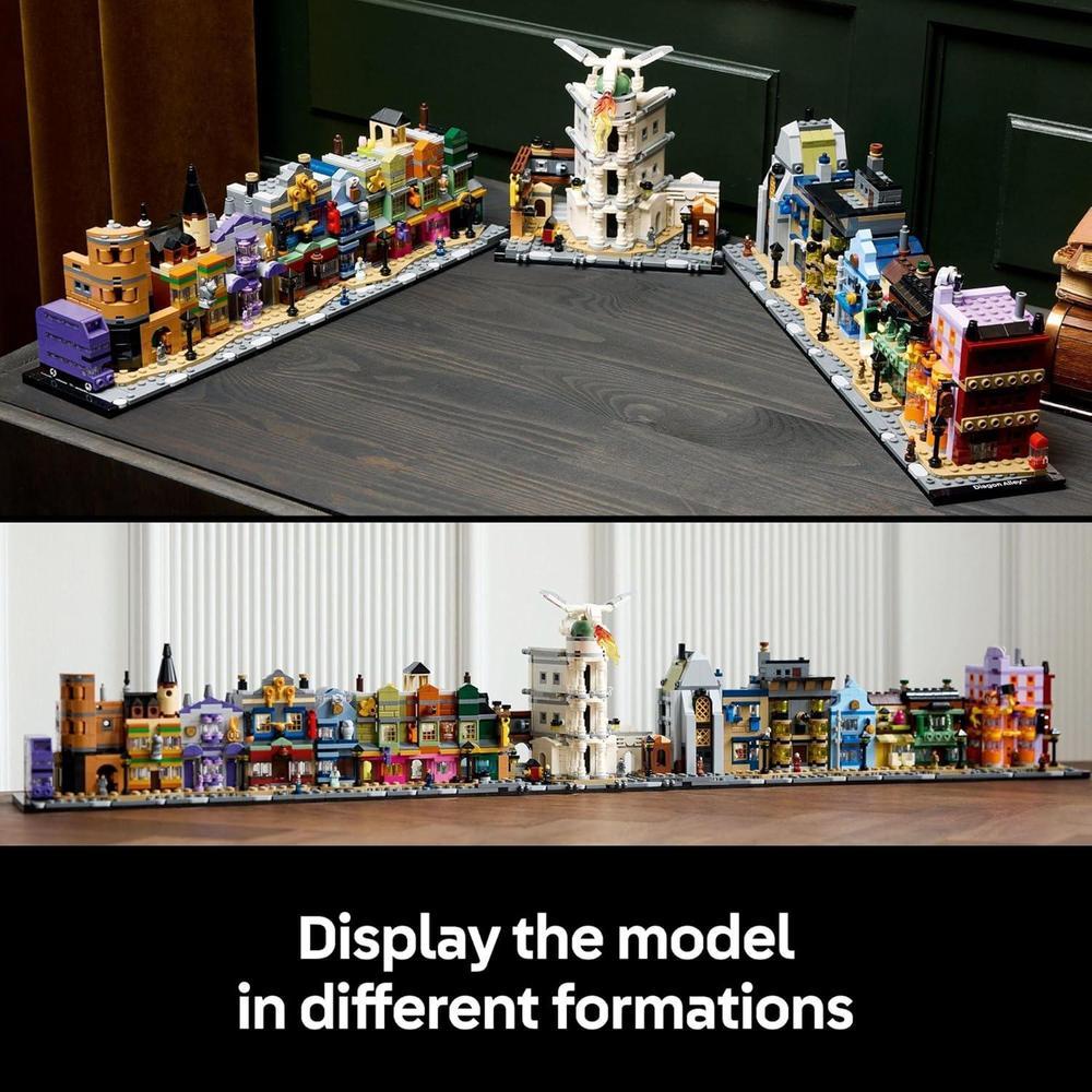 LEGO Harry Potter Diagon Alley Wizarding Shops Juego de construcción para adultos con 12 microfiguras, regalo ideal para fans