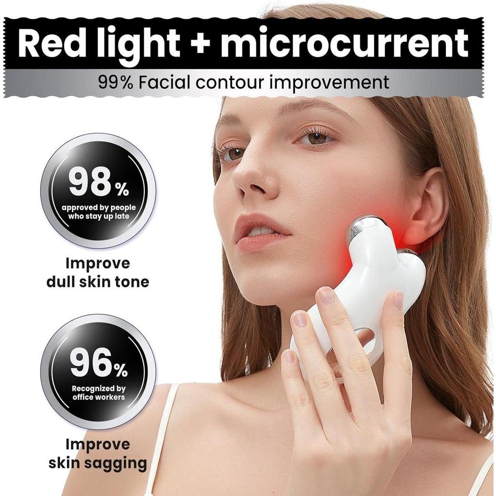 Dispositivo Facial con Tecnología de Microcorriente y Luz Roja para Levantar el Rostro y Tensar la Piel, Antiarrugas Inteligente