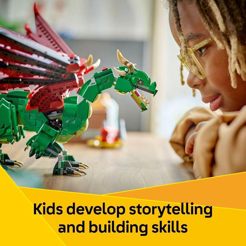 LEGO Creator Juguete medieval 3 en 1 con dragón, serpiente marina y fénix para niños y niñas