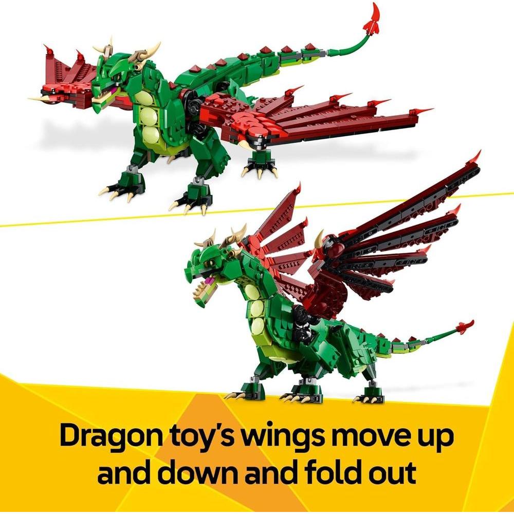 LEGO Creator Juguete medieval 3 en 1 con dragón, serpiente marina y fénix para niños y niñas