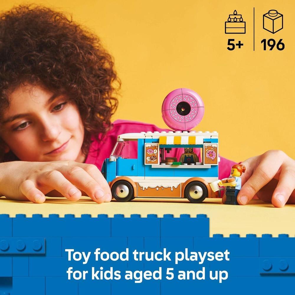 LEGO City Camión de Donas - Juguete de Construcción para Niños, Incluye Minifiguras de Proveedores y Clientes con Accesorios Divertidos