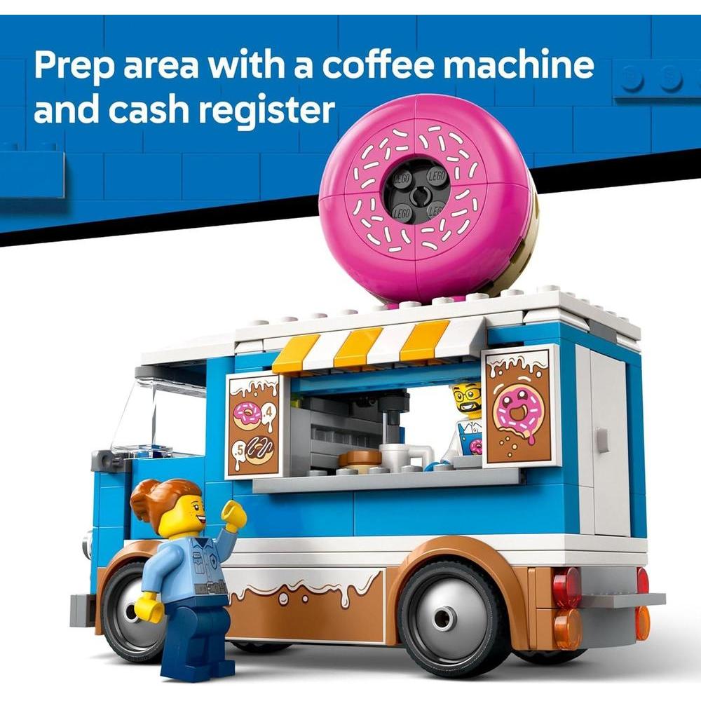 LEGO City Camión de Donas - Juguete de Construcción para Niños, Incluye Minifiguras de Proveedores y Clientes con Accesorios Divertidos