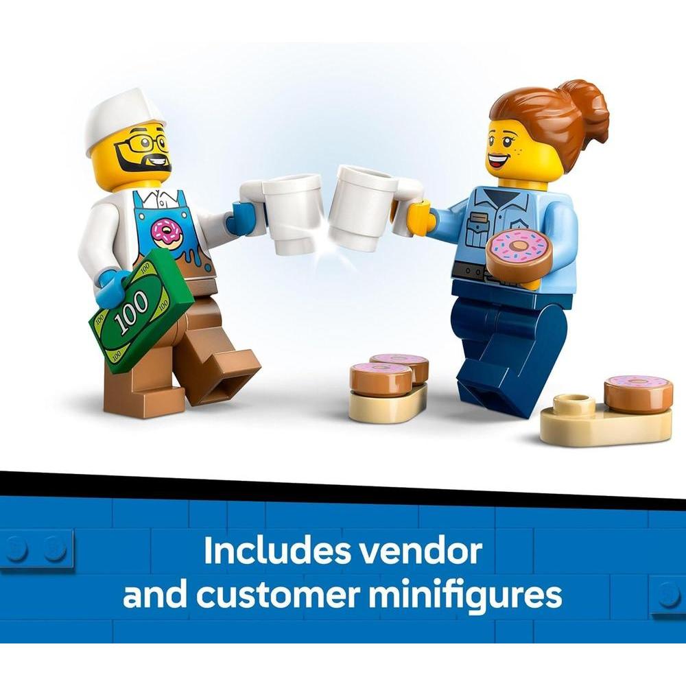 LEGO City Camión de Donas - Juguete de Construcción para Niños, Incluye Minifiguras de Proveedores y Clientes con Accesorios Divertidos