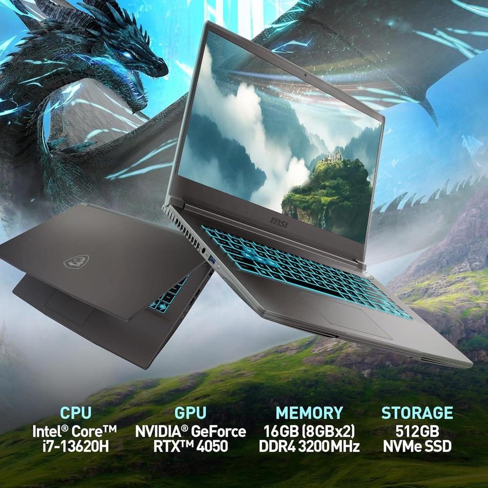 Msi Thin 15 Laptop Negro B13VE-2678US Intel Core I7, RTX 4050, 16GB Ram, 512GB SSD, WiFi 6E, Win 11, 144Hz
