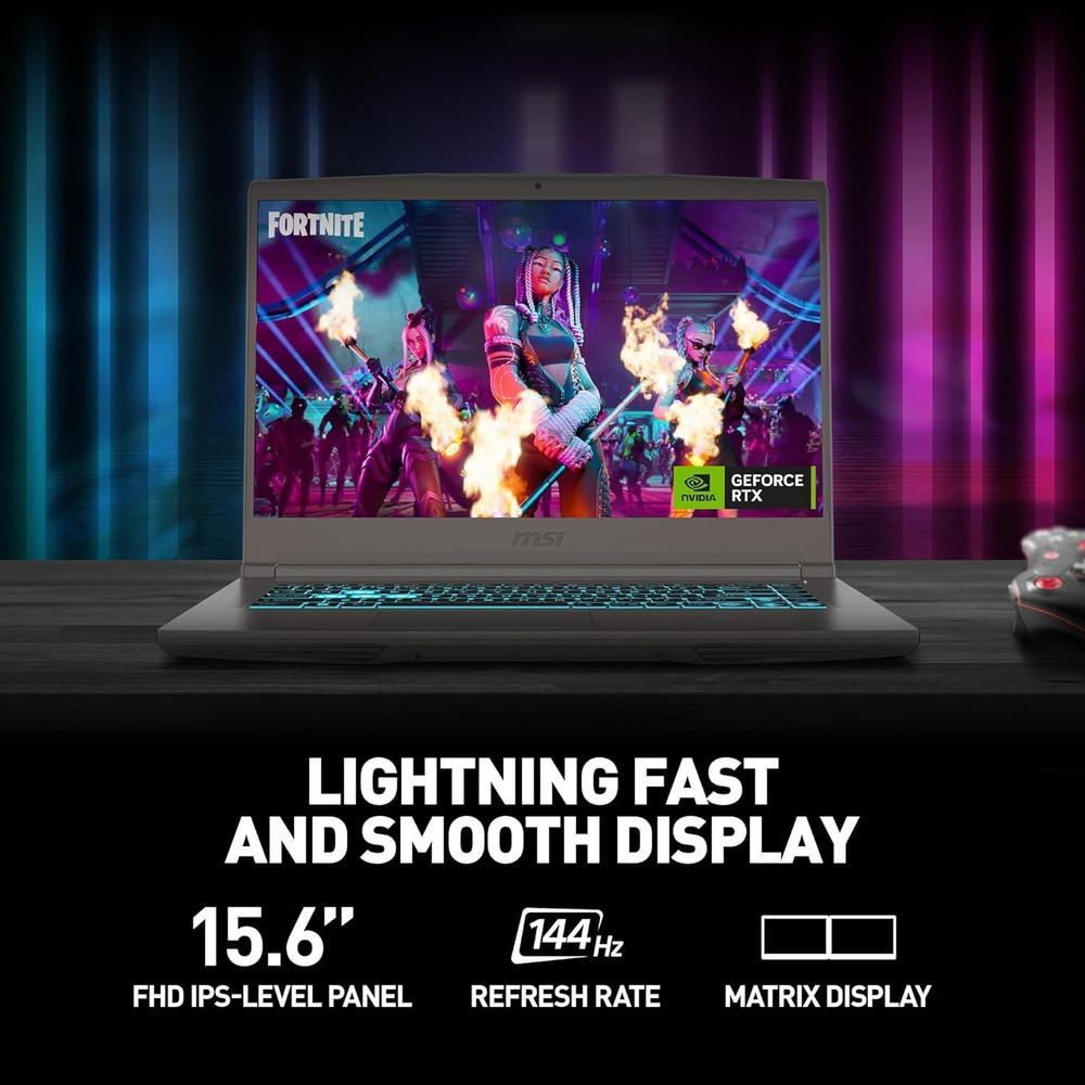 Msi Thin 15 Laptop Negro B13VE-2678US Intel Core I7, RTX 4050, 16GB Ram, 512GB SSD, WiFi 6E, Win 11, 144Hz