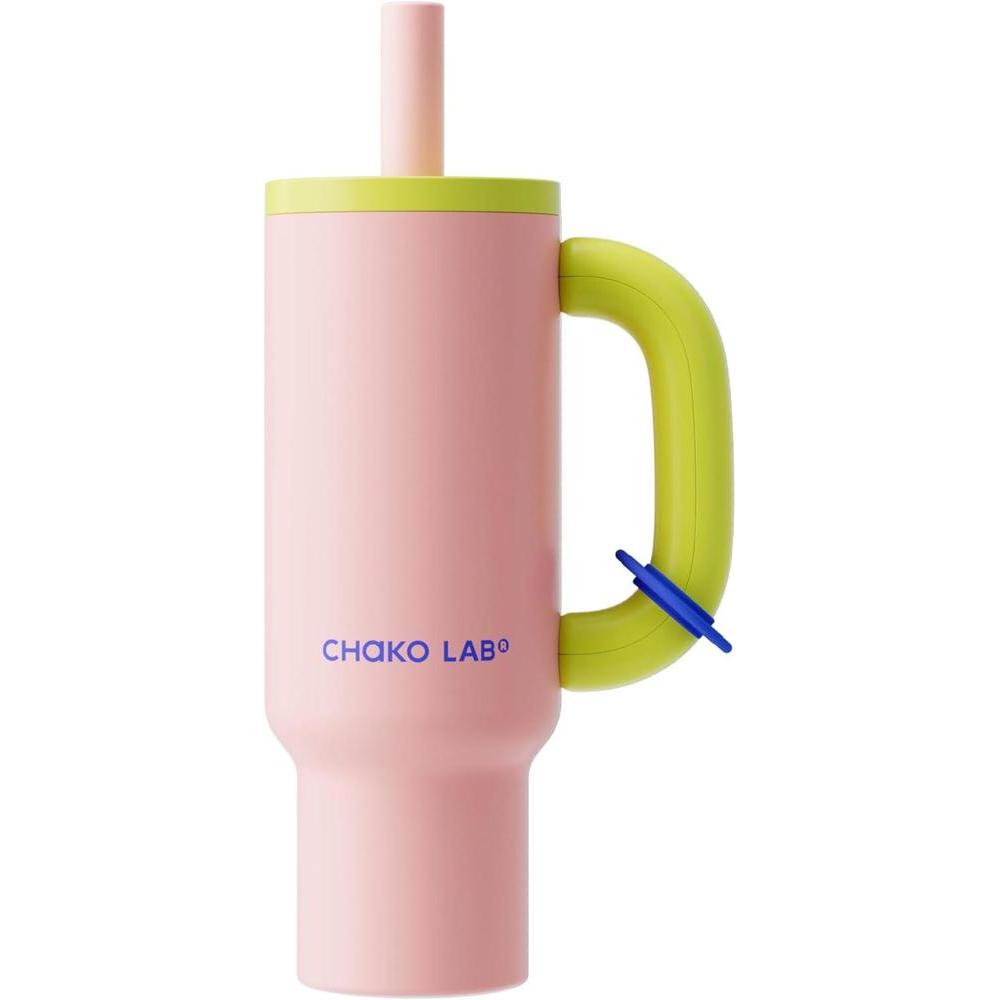 CHaKOLAB BaWangCup Insulated Water Bottle Pink and Green Tumbler 33.8 fl oz
