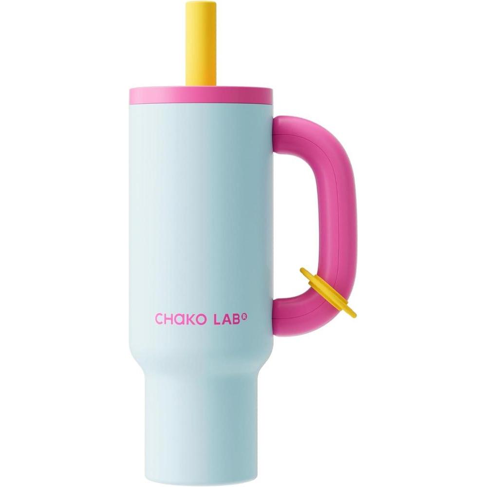 CHaKOLAB BaWangCup Insulated Water Bottle Pink and Blue Tumbler 33.8 fl oz