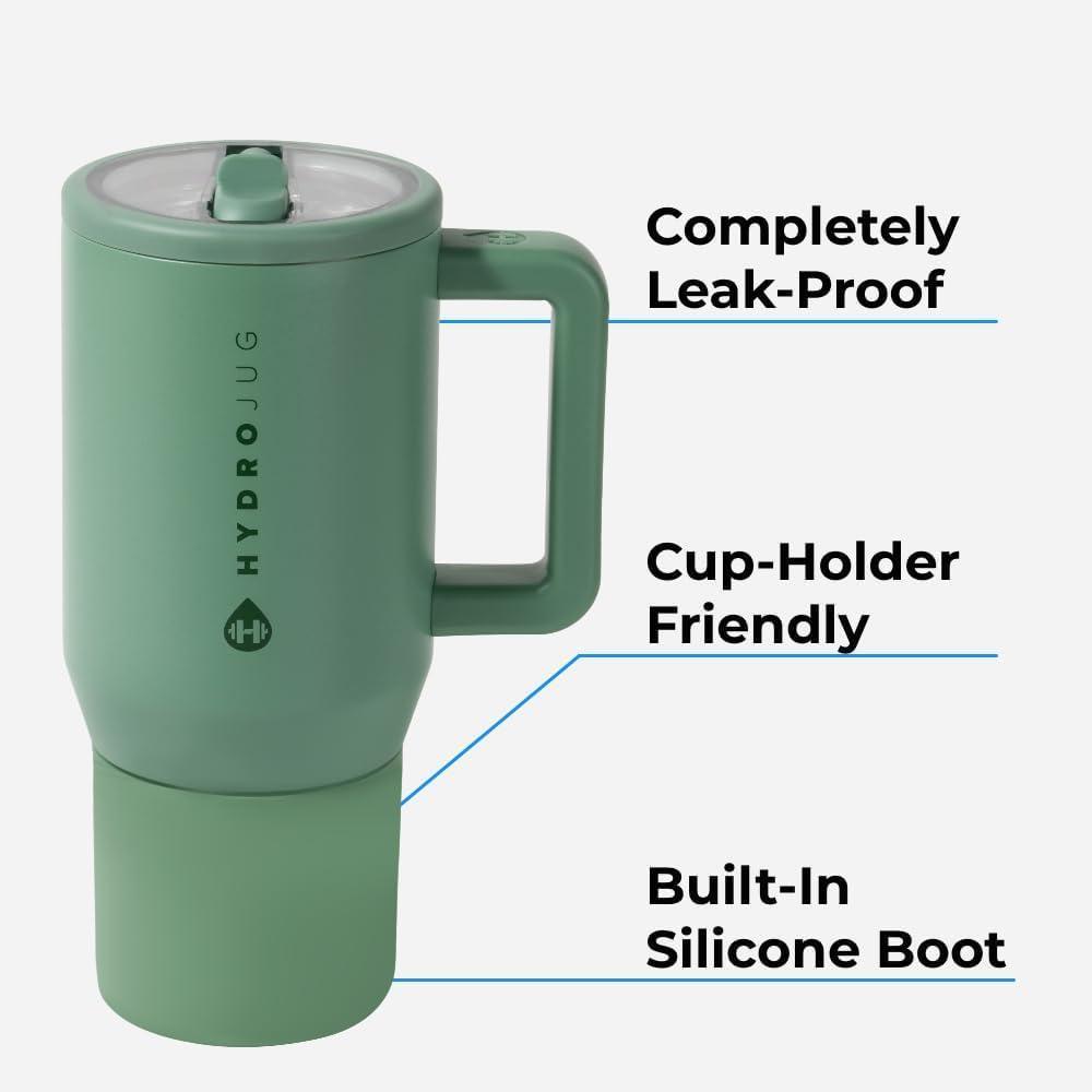HydroJug Botella de agua aislada para niños con popote abatible, resistente, a prueba de fugas, ideal para escuela y actividades