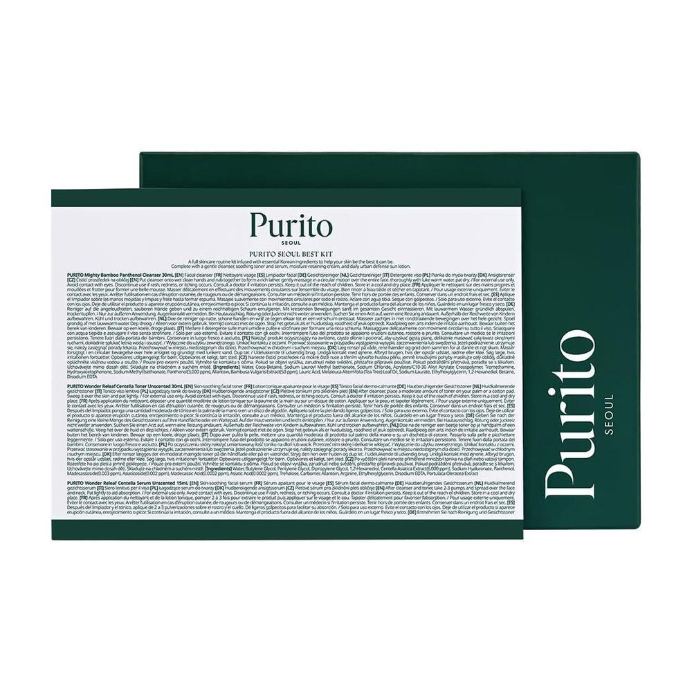 PURITO SEOUL Best Kit - Rutina de cuidado facial con limpiador, suero, tónico y crema, para todo tipo de piel, set de regalo K-Beauty