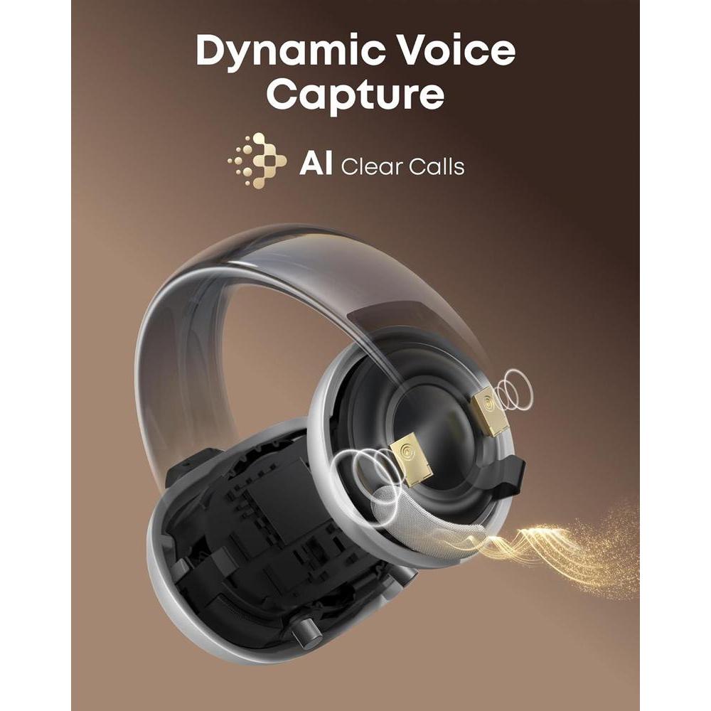 Soundcore AeroClip, Auriculares De Oreja Abierta Con 12mm De Diámetro De Sonido Y Llamadas Claras Con 4 Micrófonos, Niebla De Champán