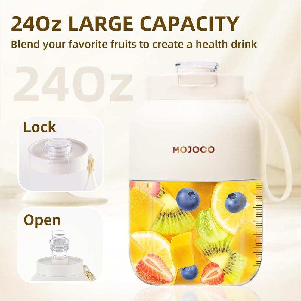 Mojoco Licuadora portátil para batidos, personal recargable e inalámbrica con hoja de acero inoxidable