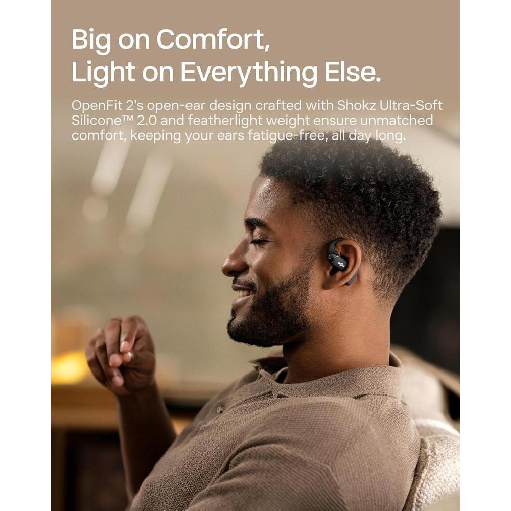 Shokz Openfit 2: Auriculares Abiertos Bluetooth Con Micrófono Y Gancho Para La Oreja, 48h Reproducción, Negros