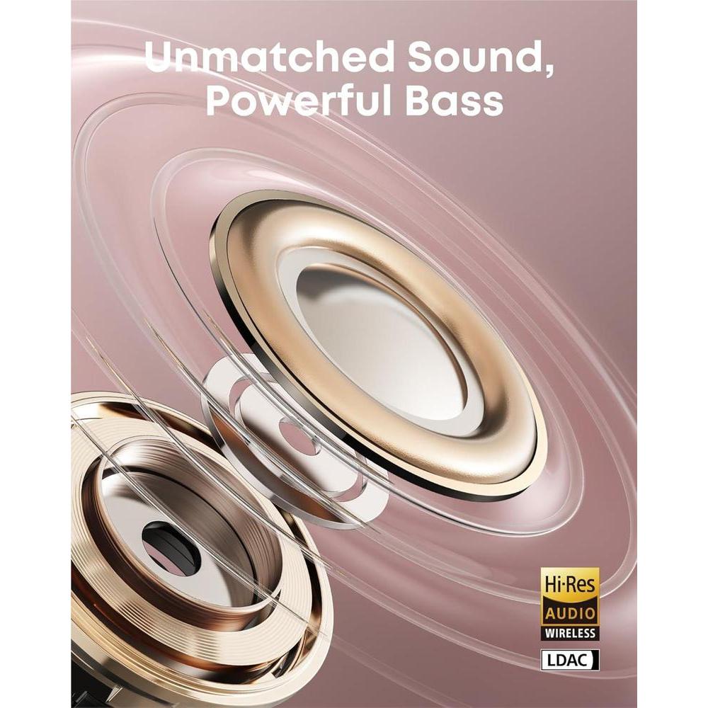 Auriculares Soundcore AeroClip Anker Oído Abierto, Comodidad Adaptativa, Llamadas 4 Mics IA, Marrón Rosado