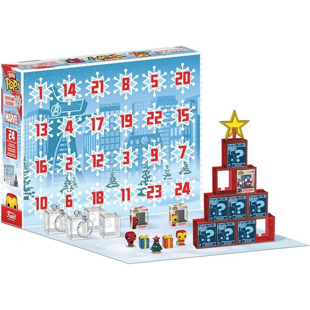 Calendario de cuenta regresiva Pop! Bitty de Marvel - 24 días de sorpresas con mini figuras coleccionables de Funko