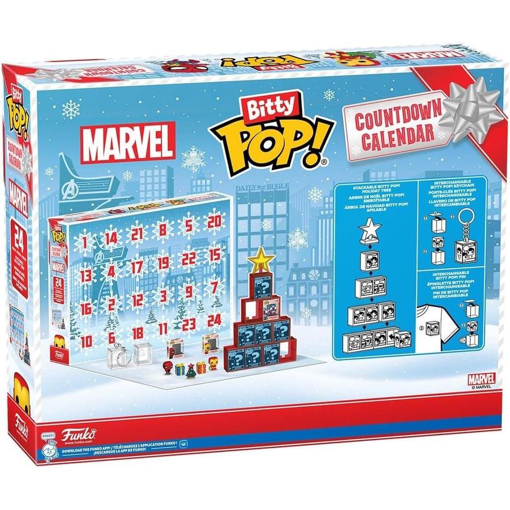 Calendario de cuenta regresiva Pop! Bitty de Marvel - 24 días de sorpresas con mini figuras coleccionables de Funko