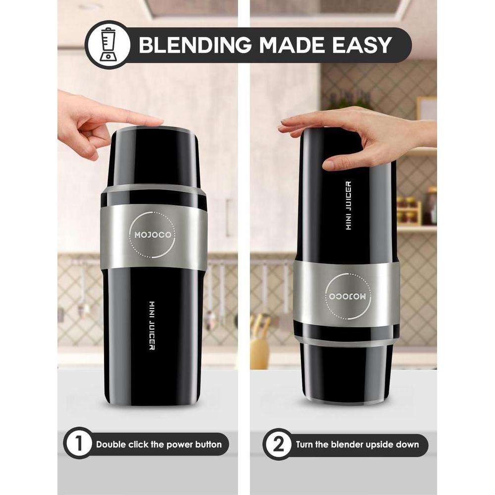 Licuadora Mojoco personal portátil recargable, cuchillas de acero inoxidable, ideal para batidos y smoothies en movimiento