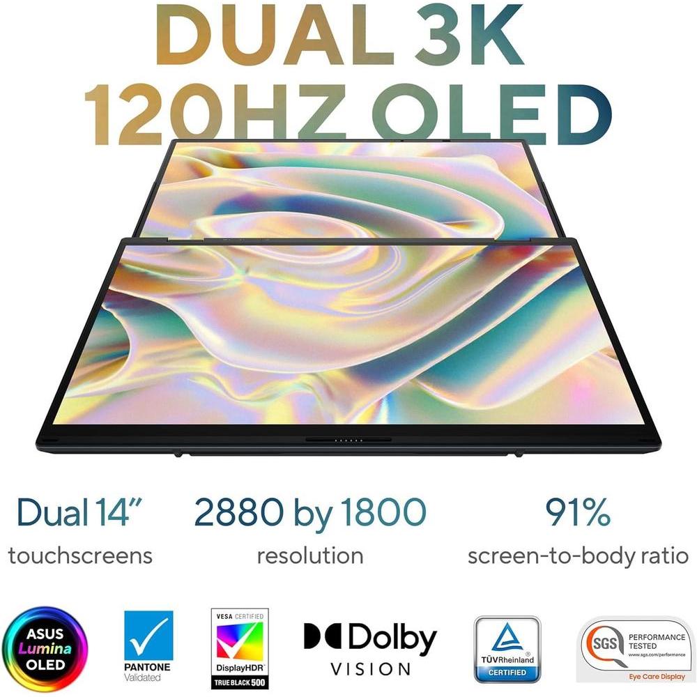 Asus Zenbook Duo Laptop 14" Oled 3K 120Hz Intel Core U9 32GB Ram 1TB Ssd Ux8406Ca-Ps99T