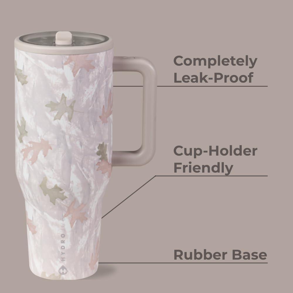 HydroJug Traveler - Botella de agua con asa y popote abatible, vaso resistente a fugas, reutilizable, de acero inoxidable