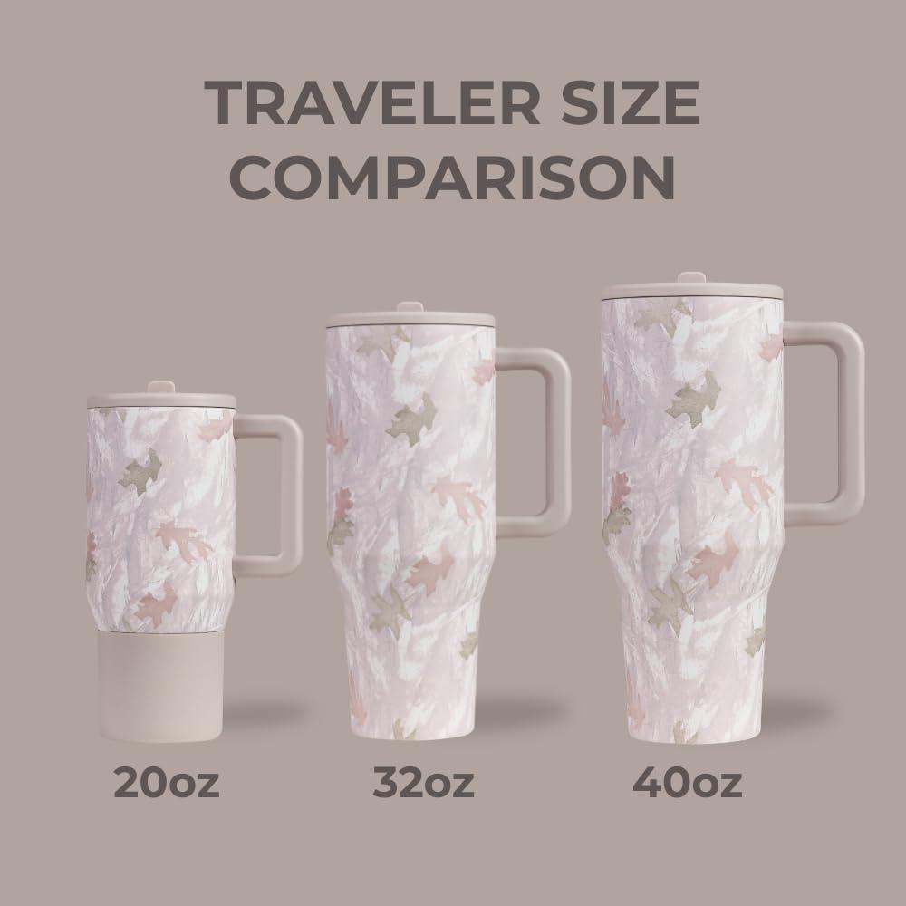 HydroJug Traveler - Botella de agua con asa y popote abatible, vaso resistente a fugas, reutilizable, de acero inoxidable