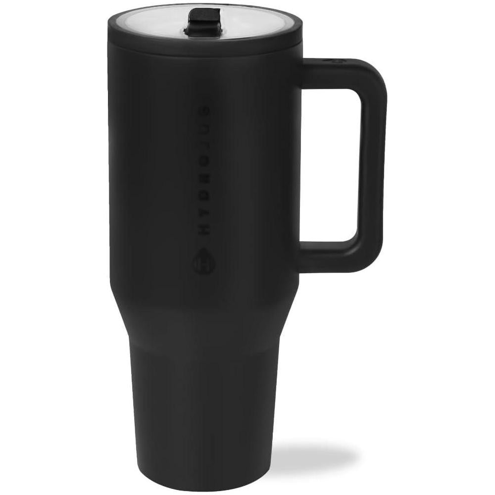 HydroJug Traveler - 40 oz Water Bottle with Handle & Flip Straw - Fits in Cup Holder, Leak Resistant Tumbler-Reusable Insulated Stainless Steel & Rubber Base - Gifts for Women & Men, Belle