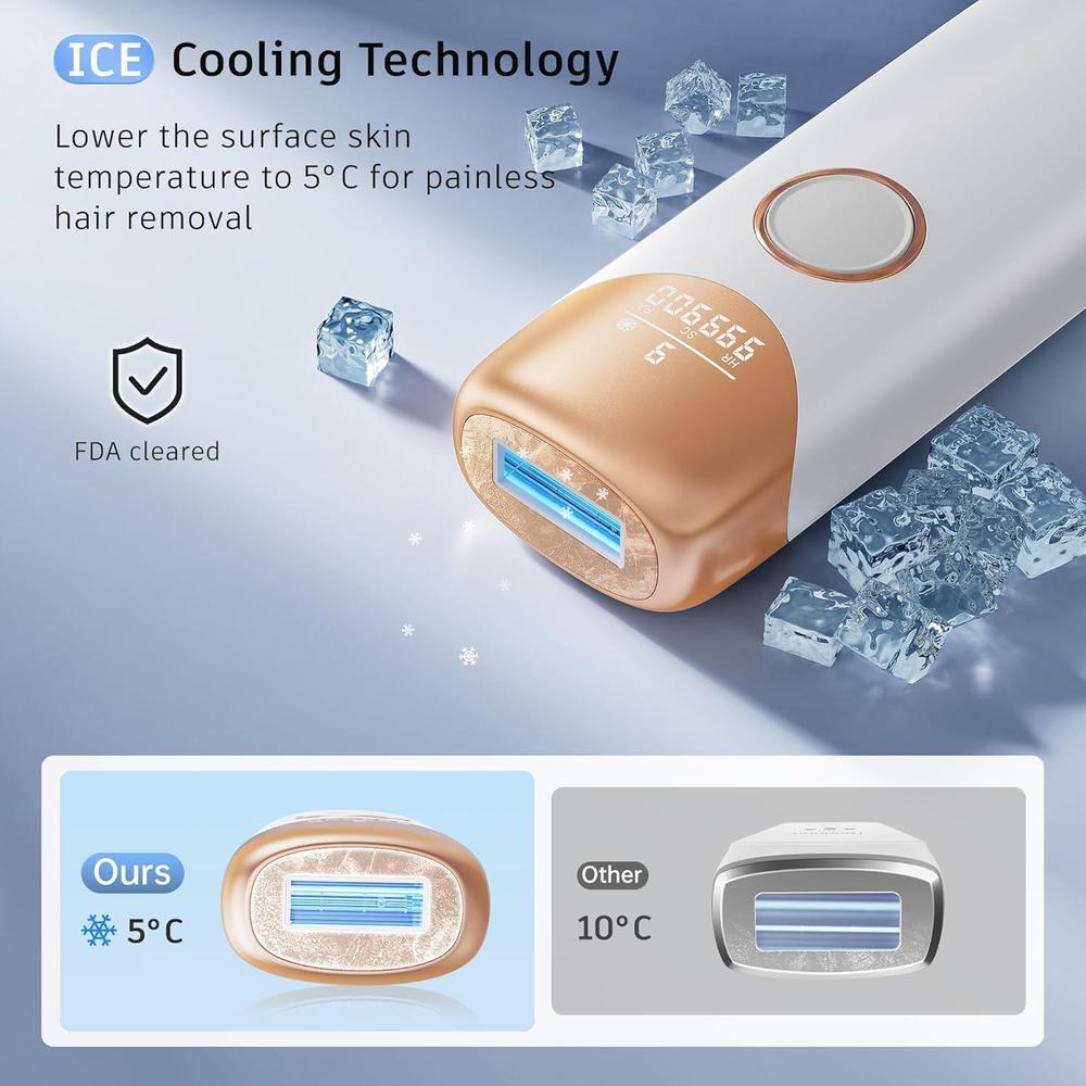 Ubroo IPL, dispositivo de depilación láser con enfriamiento de hielo, depilación sin dolor para cuerpo completo, mujeres y hombres