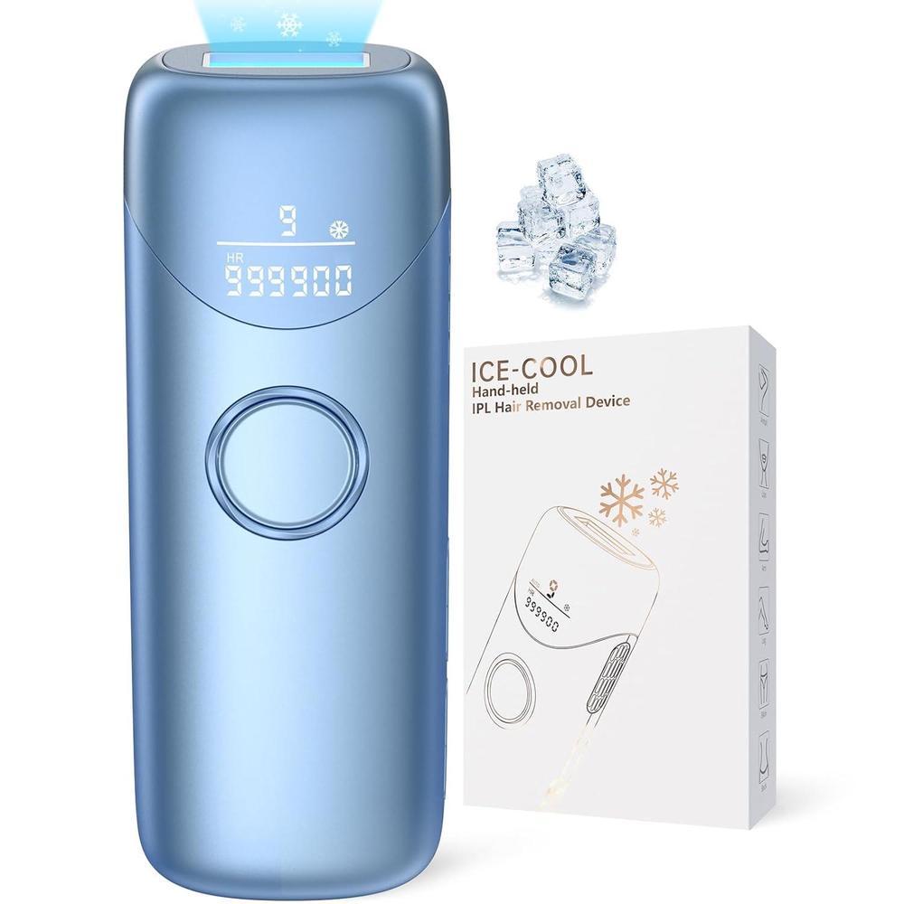 Dispositivo de depilación láser Ubroo IPL con enfriamiento de hielo de 41.0 °F, depilación láser sin dolor para mujeres y hombres, uso de cuerpo completo para piernas, bikini, axilas (azul)