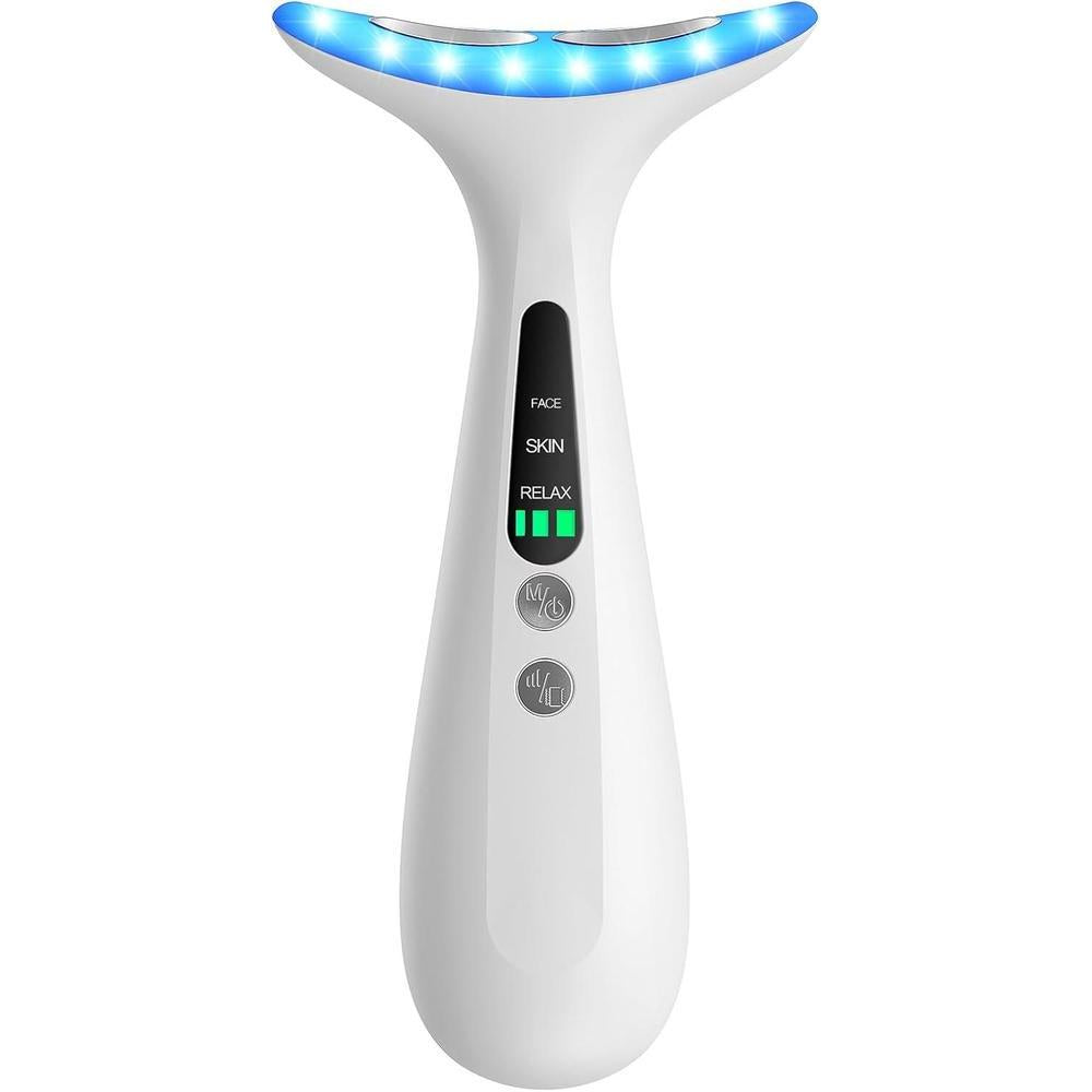 Facial and Neck Massager for Face, Neck - Skin Lifting & Firming - Wrinkle & Dark Circle Reducer - at Home Skin Care Face Sculpting Tool and Neck Massager-White