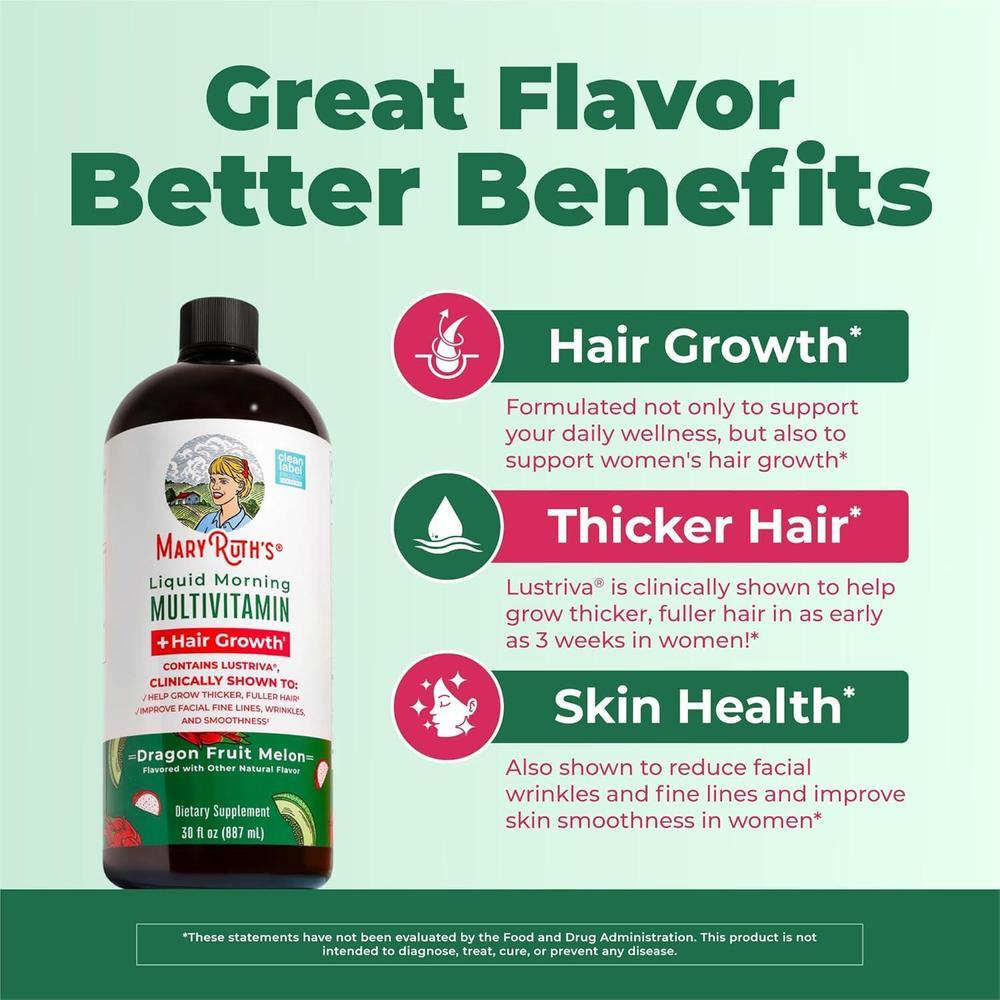 Multivitamínico Líquido MaryRuth's para Crecimiento de Cabello y Cuidado de Piel, con Biotina y Lustriva