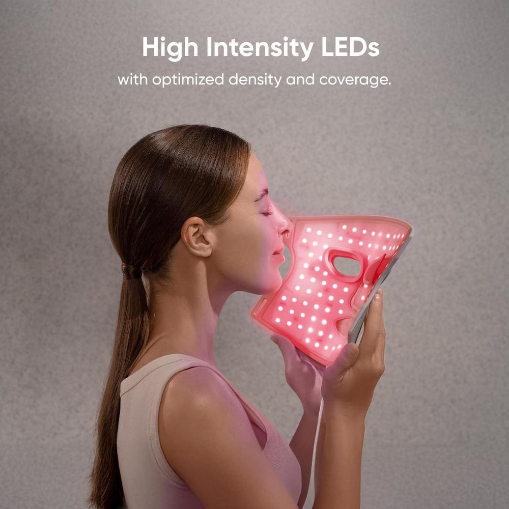 Nanoleaf máscara facial LED terapia luz roja y azul, aprobada por la FDA con 7 modos tratamiento y dispositivo NIR