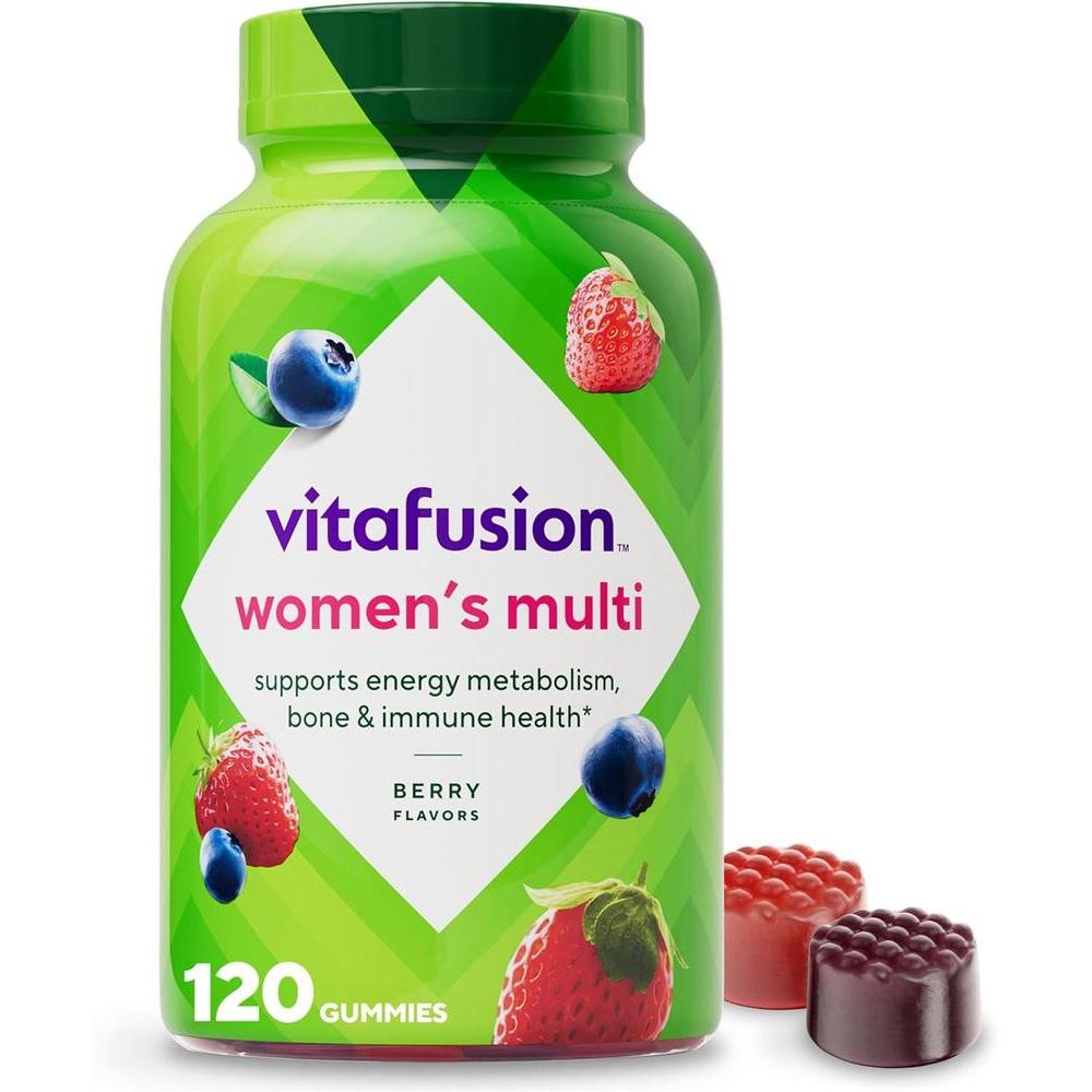 Vitaminas en Goma para Mujeres Vitafusion - Multivitaminas con Sabor a Bayas para Energía, Huesos e Inmunidad