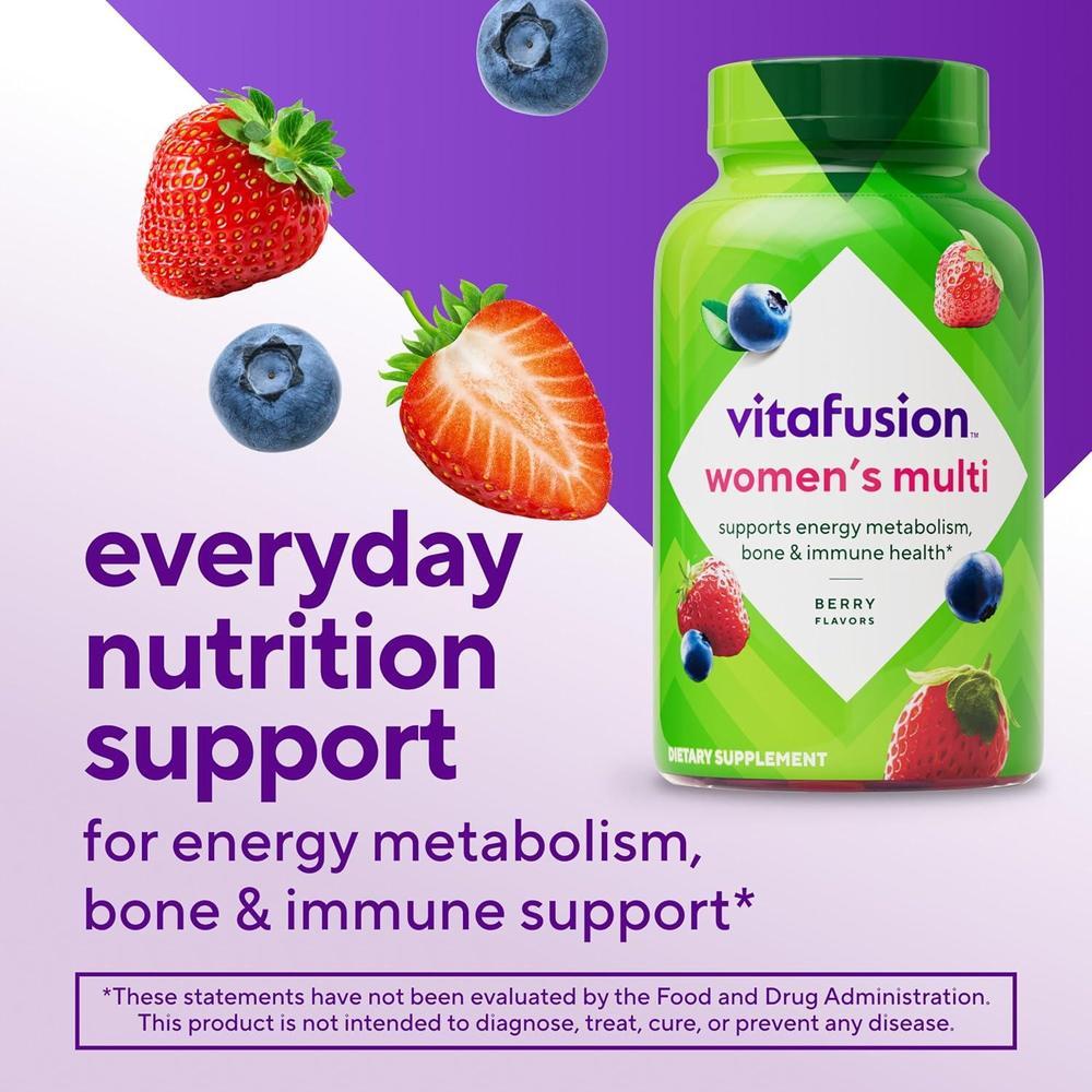 Vitaminas en Goma para Mujeres Vitafusion - Multivitaminas con Sabor a Bayas para Energía, Huesos e Inmunidad