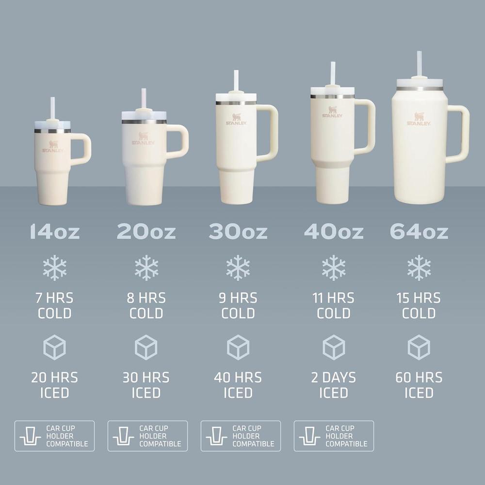 Stanley Quencher H2.0 Tumbler con asa y tapa 3 posiciones, vaso de acero inoxidable aislado, libre de BPA, color Hydrangea