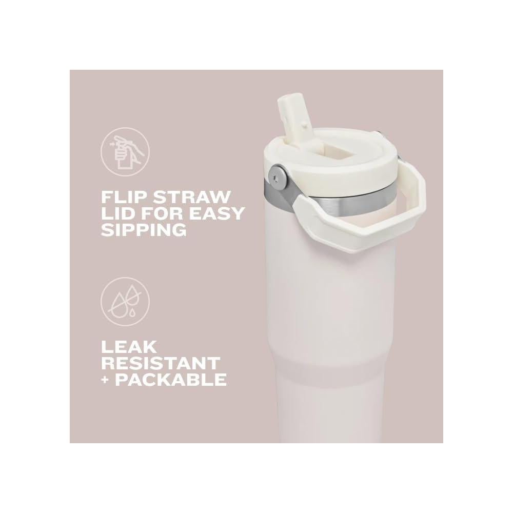 Stanley IceFlow 2.0 Tumbler con tapa giratoria y pajilla abatible, resistente a fugas, acero inoxidable aislado, libre de BPA