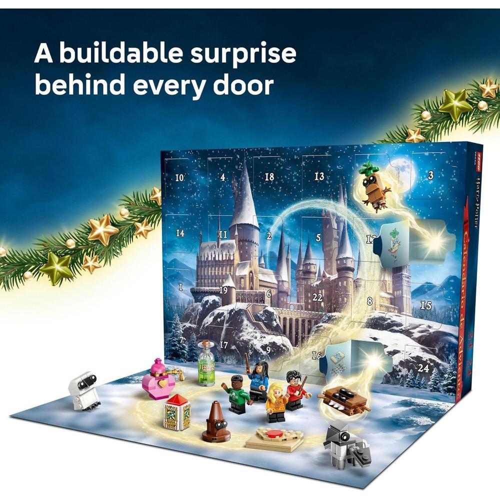 Calendario de Adviento LEGO Harry Potter 2025 con sorpresas construibles, incluye minifiguras de personajes emblemáticos