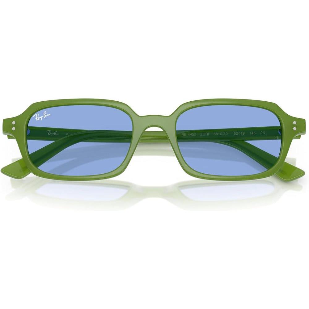 Gafas de sol Ray-Ban RB4455 Zuri, protección UV, marco verde nublado y lentes azules, incluye funda y paño limpiador