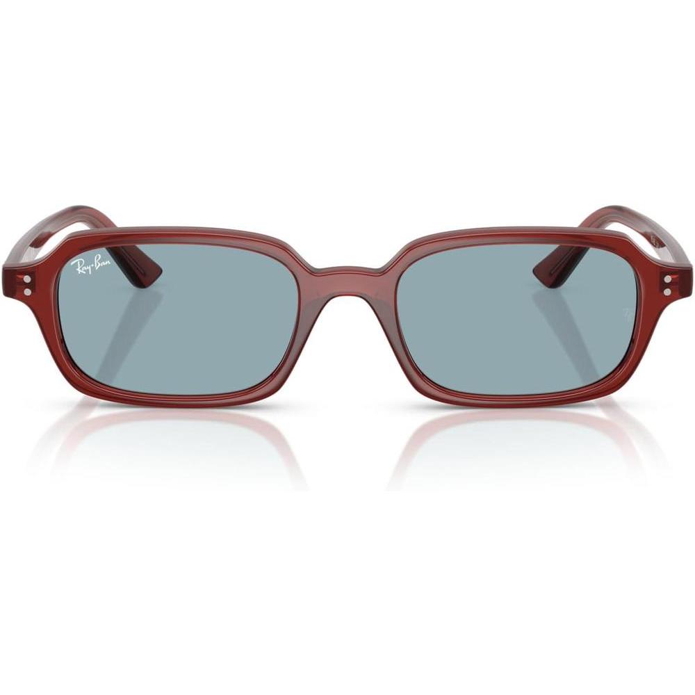 Ray-Ban RB4455 Zuri Gafas de Sol con Marco Cuadrado Marrón Oxidado y Lentes Azules, Protegen contra Rayos UV