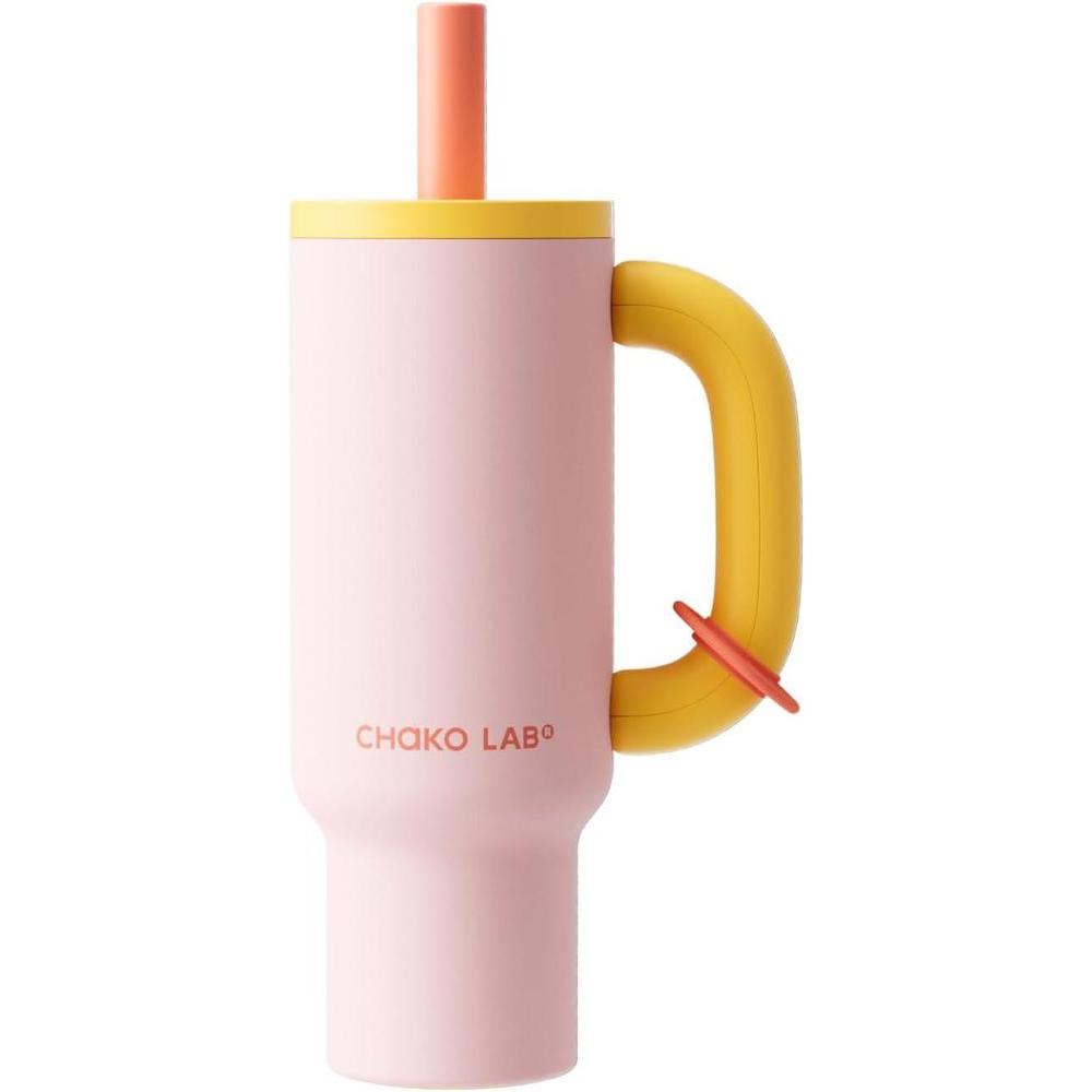 CHaKOLAB BaWangCup Insulated Water Bottle Pink and Yellow Tumbler 33.8 fl oz