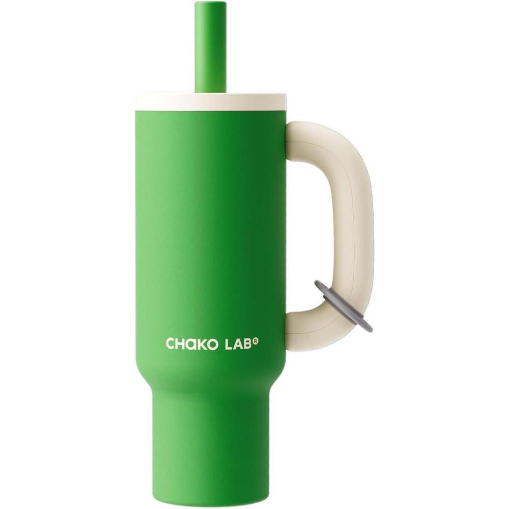 CHaKOLAB BaWangCup Insulated Water Bottle Tumbler Green and White 33.8 fl oz
