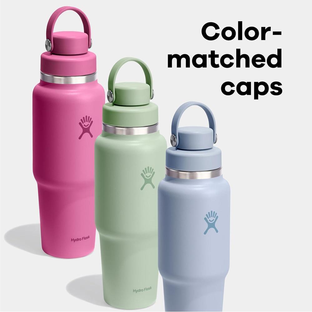 Botella de viaje Hydro Flask con tapa a prueba de fugas y aislamiento al vacío, compatible con portavasos, color Surf
