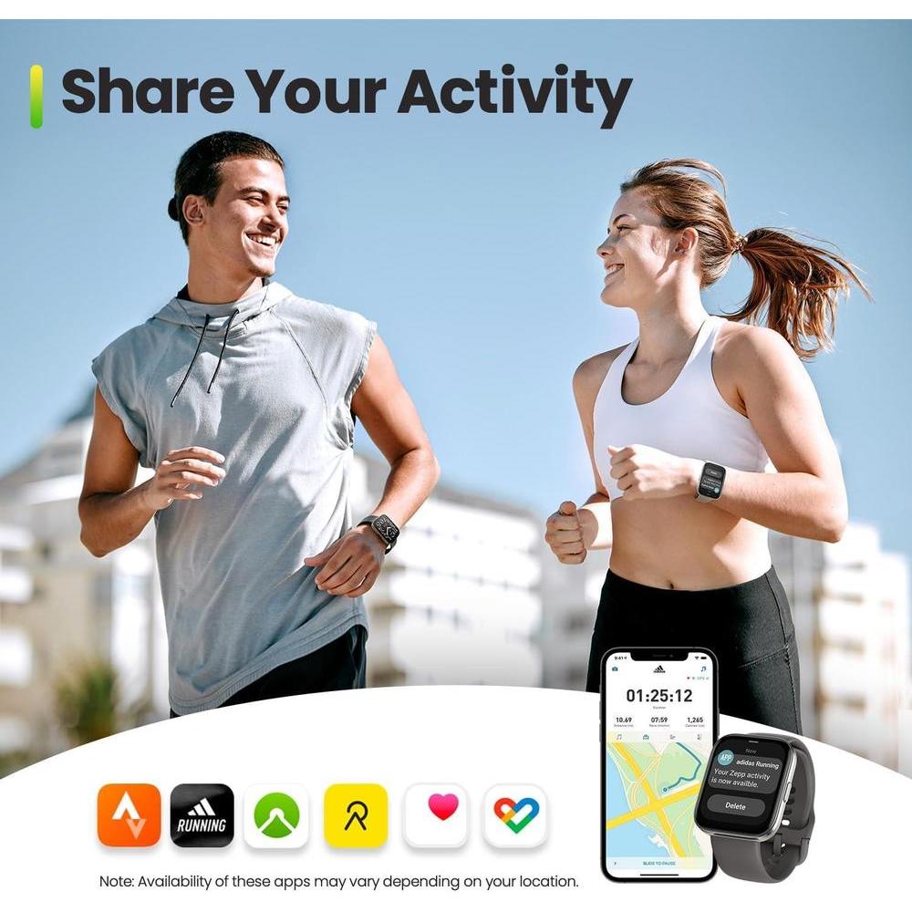 Amazfit Bip 5 Core - Reloj inteligente con duración de batería de 11 días, 120+ modos deportivos, monitor de salud, Negro