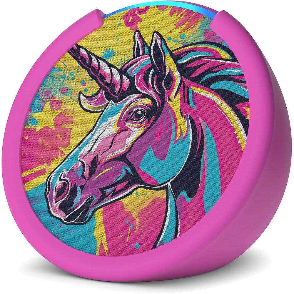 Amazon Echo Pop Kids, diseñado para niños, con control parental y 6 meses de Amazon Kids+, diseño Unicorn
