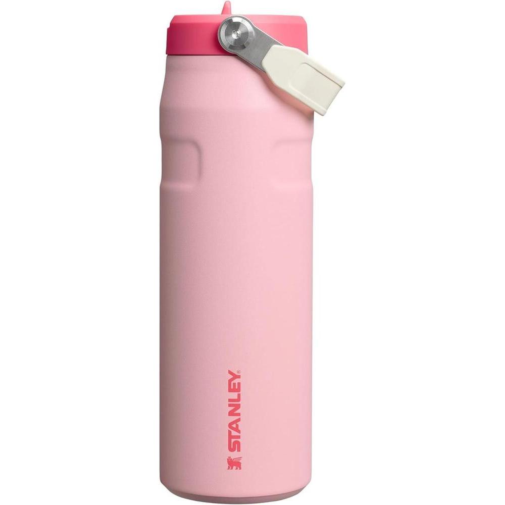 Stanley IceFlow Flip Straw 2.0 Water Bottle 24 oz | Built-In Straw for Travel and Sports | Lightweight and Leak Resistant | Insulated Stainless Steel | BPA-Free | Strawberry Cream