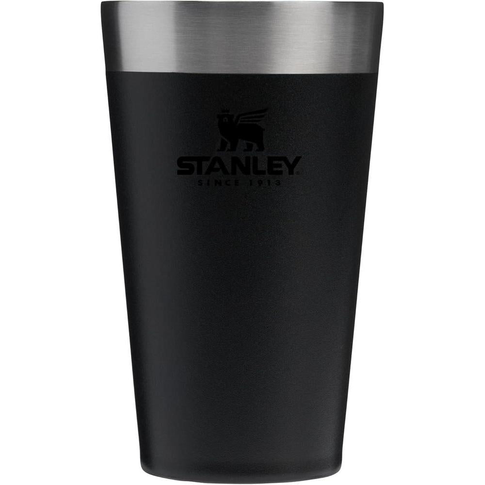 Stanley Adventure Stacking Beer Pint Glass 16oz | Stackable Drinking Cup for Cold Beverages | Dishwasher Safe | Insulated Stainless Steel Tumbler | BPA-Free | Black 2.0