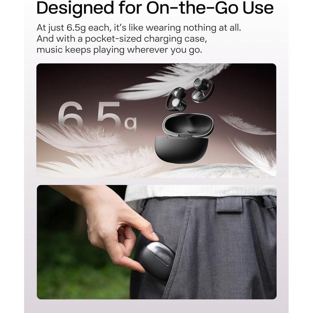 SHOKZ OpenDots ONE - Auriculares inalámbricos Bluetooth de oreja abierta con micrófono, seguro y ligero, audio Dolby Premium, resistente al agua
