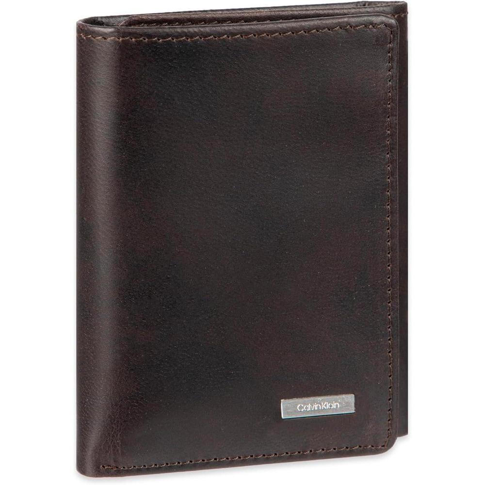 Conjunto de billetera Calvin Klein de cuero con protección RFID, múltiples compartimentos y llavero para hombres