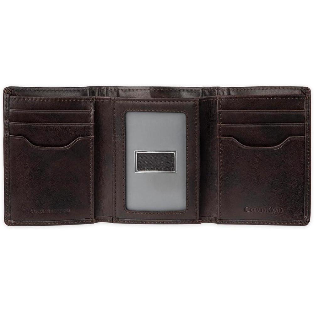 Conjunto de billetera Calvin Klein de cuero con protección RFID, múltiples compartimentos y llavero para hombres